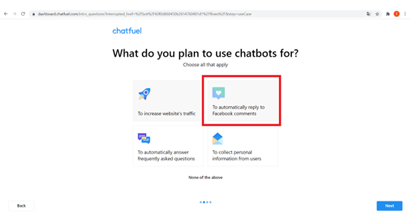 Sau khi chọn nền tảng lựa chọn “Next”